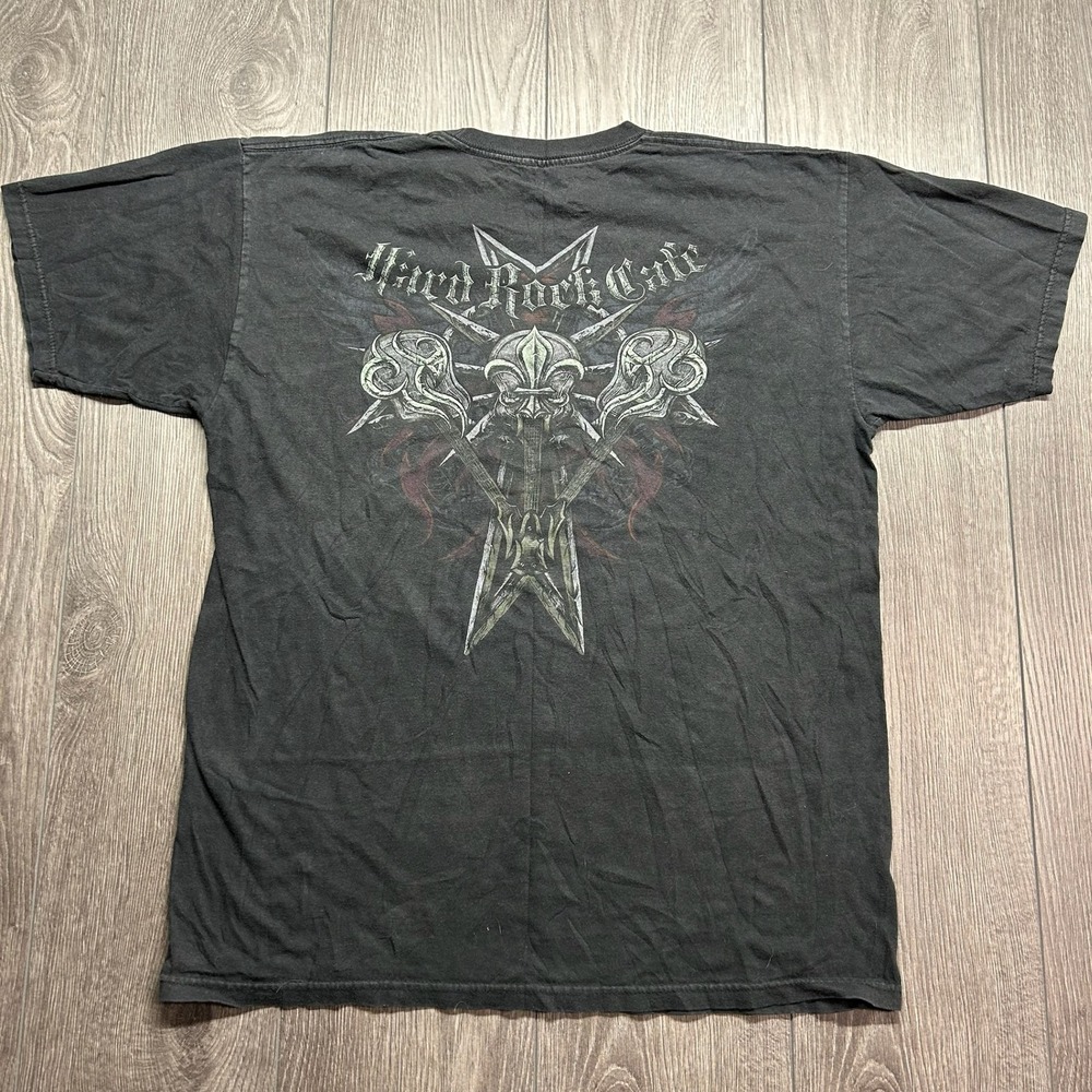 Hard Rock Cafe Hollywood FL T-Shirt Mens Large Black Gothic Skull Y2K Graphic